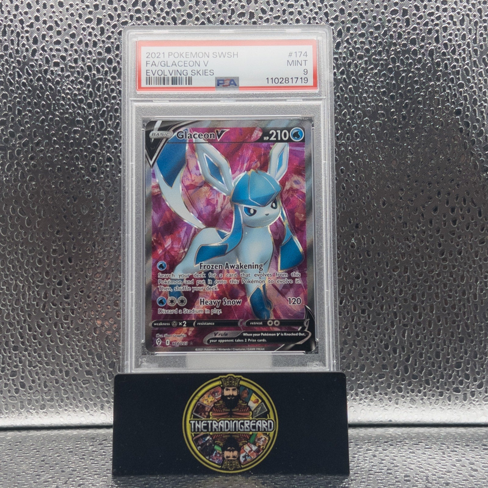 PSA 9 - 2021 Pokemon Sword & Shield Evolving Skies Glaceon V #174