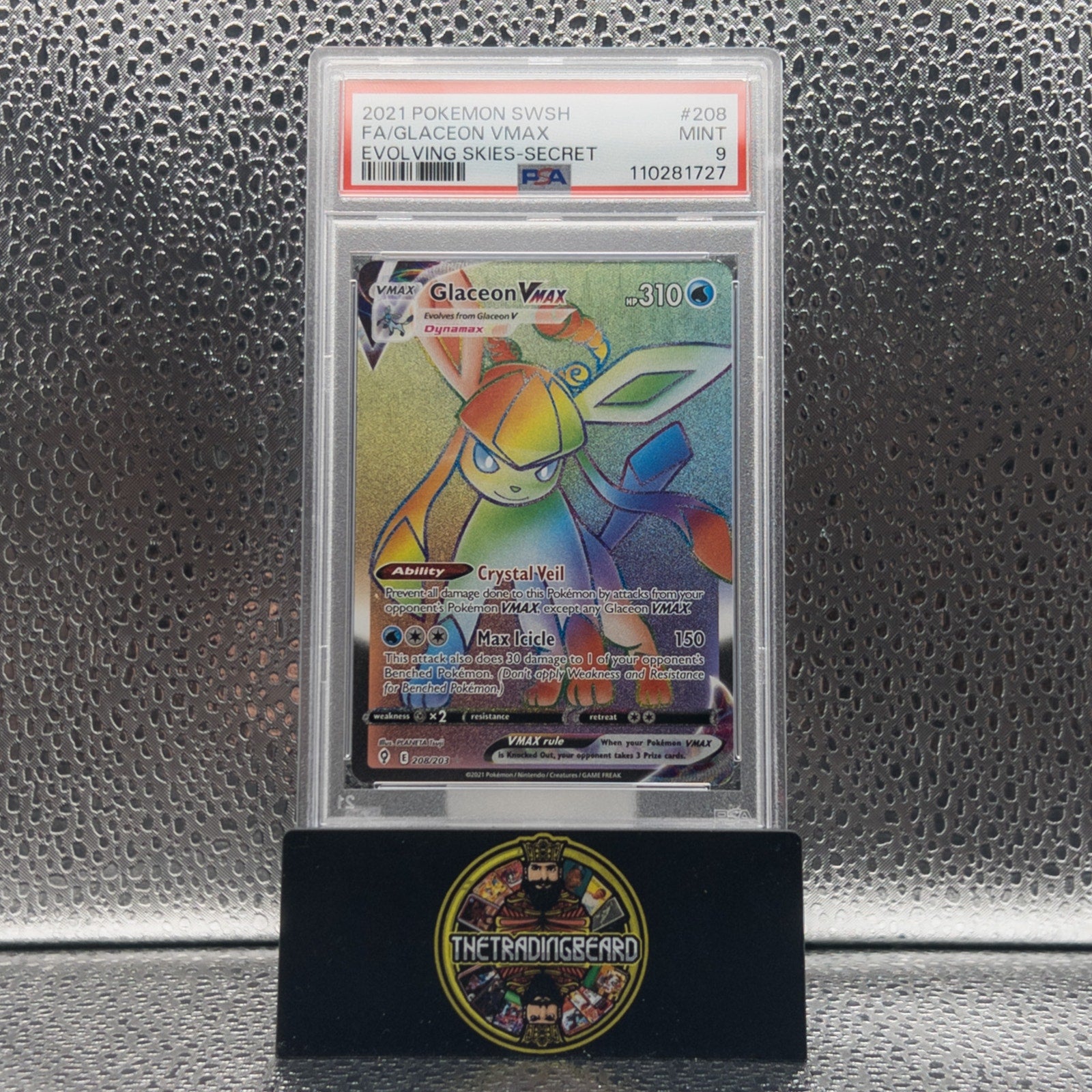 PSA 9 - 2021 Pokemon Sword & Shield Evolving Skies Glaceon Vmax #208