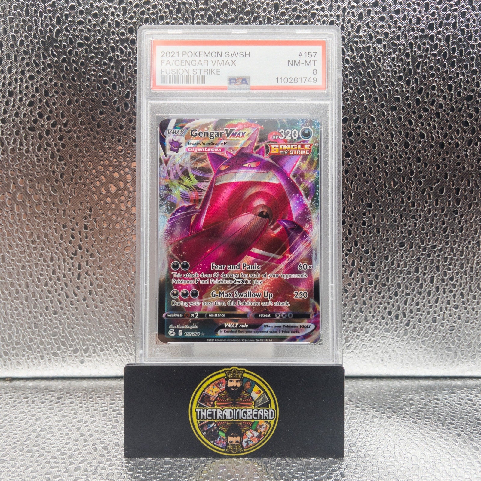 PSA 8 - 2021 Pokemon Sword & Shield Fusion Strike Gengar Vmax #157